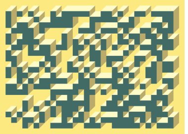 Edward Zajecs 2. Cubo 'nun 1971' deki uygulaması. Esasen 8 taştan oluşan bir Truchet fayans seti ve yerleştirme sanatı illüstrasyonu için kurallar 