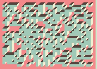 Edward Zajecs 2. Cubo 'nun 1971' deki uygulaması. Esasen 8 taştan oluşan bir Truchet fayans seti ve yerleştirme sanatı illüstrasyonu için kurallar 