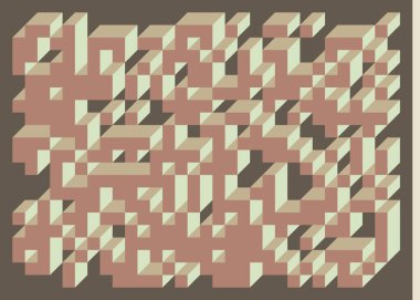 Edward Zajecs 2. Cubo 'nun 1971' deki uygulaması. Esasen 8 taştan oluşan bir Truchet fayans seti ve yerleştirme sanatı illüstrasyonu için kurallar 