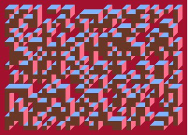 Edward Zajecs 2. Cubo 'nun 1971' deki uygulaması. Esasen 8 taştan oluşan bir Truchet fayans seti ve yerleştirme sanatı illüstrasyonu için kurallar 