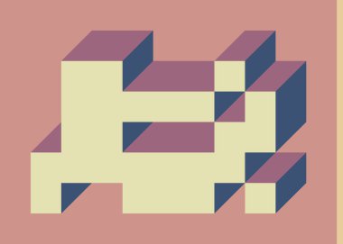 Edward Zajecs 2. Cubo 'nun 1971' deki uygulaması. Esasen 8 taştan oluşan bir Truchet fayans seti ve yerleştirme sanatı illüstrasyonu için kurallar 