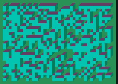 Edward Zajecs 2. Cubo 'nun 1971' deki uygulaması. Esasen 8 taştan oluşan bir Truchet fayans seti ve yerleştirme sanatı illüstrasyonu için kurallar 