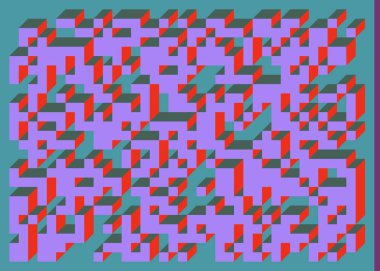 Edward Zajecs 2. Cubo 'nun 1971' deki uygulaması. Esasen 8 taştan oluşan bir Truchet fayans seti ve yerleştirme sanatı illüstrasyonu için kurallar 