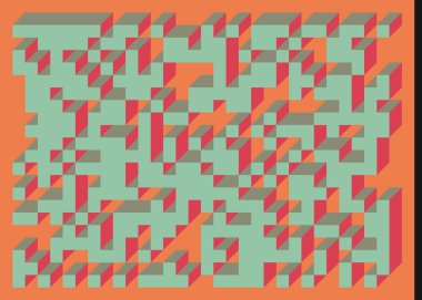 Edward Zajecs 2. Cubo 'nun 1971' deki uygulaması. Esasen 8 taştan oluşan bir Truchet fayans seti ve yerleştirme sanatı illüstrasyonu için kurallar 