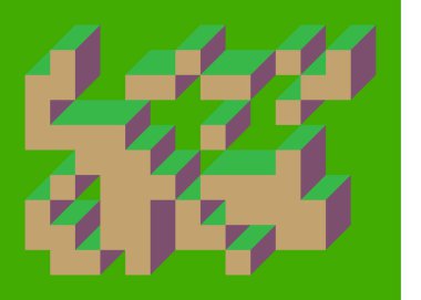 Edward Zajecs 2. Cubo 'nun 1971' deki uygulaması. Esasen 8 taştan oluşan bir Truchet fayans seti ve yerleştirme sanatı illüstrasyonu için kurallar 