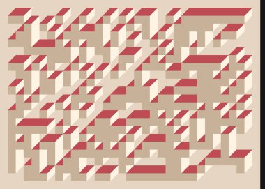 Edward Zajecs 2. Cubo 'nun 1971' deki uygulaması. Esasen 8 taştan oluşan bir Truchet fayans seti ve yerleştirme sanatı illüstrasyonu için kurallar 