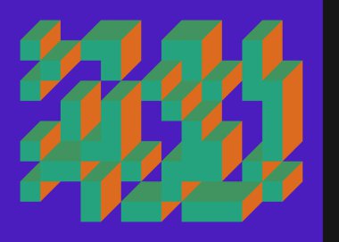 Edward Zajecs 2. Cubo 'nun 1971' deki uygulaması. Esasen 8 taştan oluşan bir Truchet fayans seti ve yerleştirme sanatı illüstrasyonu için kurallar 