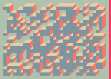 Edward Zajecs 2. Cubo 'nun 1971' deki uygulaması. Esasen 8 taştan oluşan bir Truchet fayans seti ve yerleştirme sanatı illüstrasyonu için kurallar 