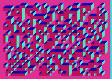 Edward Zajecs 2. Cubo 'nun 1971' deki uygulaması. Esasen 8 taştan oluşan bir Truchet fayans seti ve yerleştirme sanatı illüstrasyonu için kurallar 