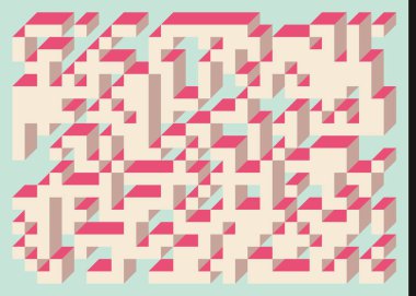 Edward Zajecs 2. Cubo 'nun 1971' deki uygulaması. Esasen 8 taştan oluşan bir Truchet fayans seti ve yerleştirme sanatı illüstrasyonu için kurallar 