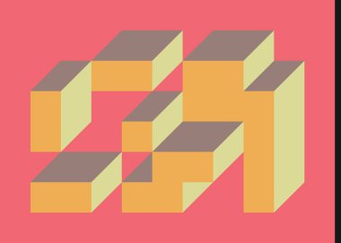 Edward Zajecs 2. Cubo 'nun 1971' deki uygulaması. Esasen 8 taştan oluşan bir Truchet fayans seti ve yerleştirme sanatı illüstrasyonu için kurallar 