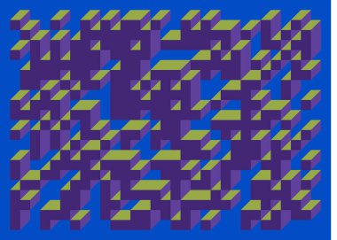 Edward Zajecs 2. Cubo 'nun 1971' deki uygulaması. Esasen 8 taştan oluşan bir Truchet fayans seti ve yerleştirme sanatı illüstrasyonu için kurallar 