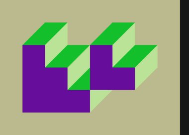 Edward Zajecs 2. Cubo 'nun 1971' deki uygulaması. Esasen 8 taştan oluşan bir Truchet fayans seti ve yerleştirme sanatı illüstrasyonu için kurallar  