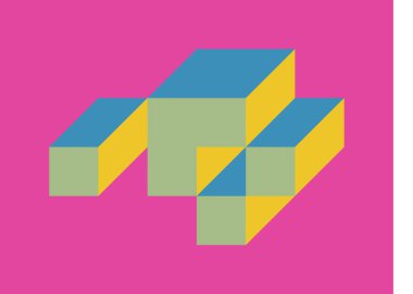 Edward Zajecs 2. Cubo 'nun 1971' deki uygulaması. Esasen 8 taştan oluşan bir Truchet fayans seti ve yerleştirme sanatı illüstrasyonu için kurallar 