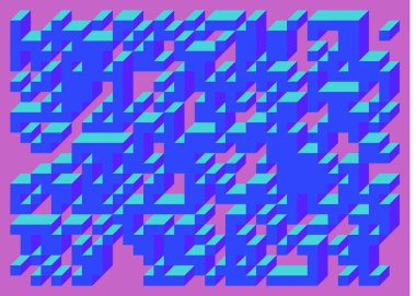 Edward Zajecs 2. Cubo 'nun 1971' deki uygulaması. Esasen 8 taştan oluşan bir Truchet fayans seti ve yerleştirme sanatı illüstrasyonu için kurallar 