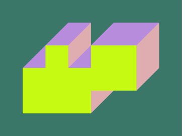 Edward Zajecs 2. Cubo 'nun 1971' deki uygulaması. Esasen 8 taştan oluşan bir Truchet fayans seti ve yerleştirme sanatı illüstrasyonu için kurallar 