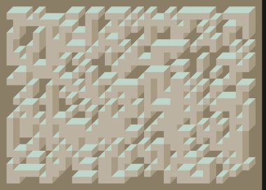 Edward Zajecs 2. Cubo 'nun 1971' deki uygulaması. Esasen 8 taştan oluşan bir Truchet fayans seti ve yerleştirme sanatı illüstrasyonu için kurallar 