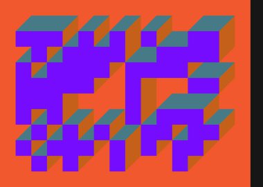 Edward Zajecs 2. Cubo 'nun 1971' deki uygulaması. Esasen 8 taştan oluşan bir Truchet fayans seti ve yerleştirme sanatı illüstrasyonu için kurallar 