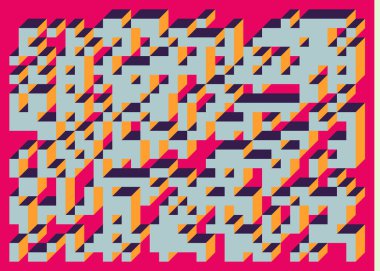 Edward Zajecs 2. Cubo 'nun 1971' deki uygulaması. Esasen 8 taştan oluşan bir Truchet fayans seti ve yerleştirme sanatı illüstrasyonu için kurallar 