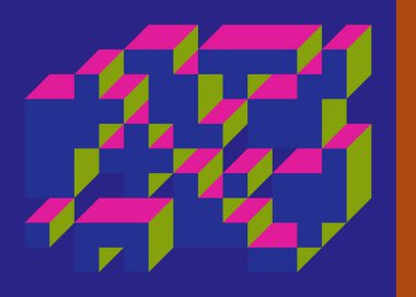 Edward Zajecs 2. Cubo 'nun 1971' deki uygulaması. Esasen 8 taştan oluşan bir Truchet fayans seti ve yerleştirme sanatı illüstrasyonu için kurallar 