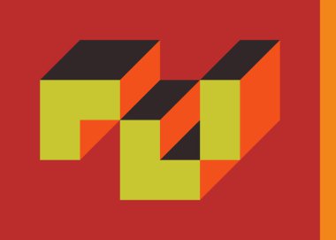 Edward Zajecs 2. Cubo 'nun 1971' deki uygulaması. Esasen 8 taştan oluşan bir Truchet fayans seti ve yerleştirme sanatı illüstrasyonu için kurallar 