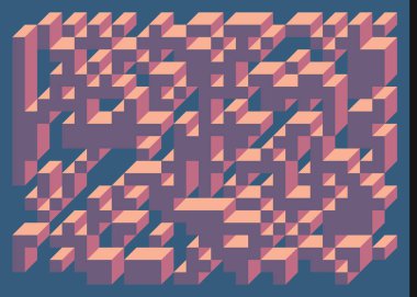 Edward Zajecs 2. Cubo 'nun 1971' deki uygulaması. Esasen 8 taştan oluşan bir Truchet fayans seti ve yerleştirme sanatı illüstrasyonu için kurallar 