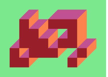 Edward Zajecs 2. Cubo 'nun 1971' deki uygulaması. Esasen 8 taştan oluşan bir Truchet fayans seti ve yerleştirme sanatı illüstrasyonu için kurallar 