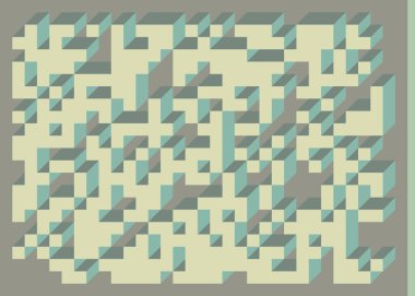 Edward Zajecs 2. Cubo 'nun 1971' deki uygulaması. Esasen 8 taştan oluşan bir Truchet fayans seti ve yerleştirme sanatı illüstrasyonu için kurallar 