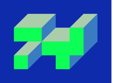 Edward Zajecs 2. Cubo 'nun 1971' deki uygulaması. Esasen 8 taştan oluşan bir Truchet fayans seti ve yerleştirme sanatı illüstrasyonu için kurallar 