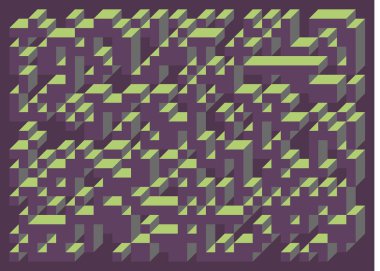 Edward Zajecs 2. Cubo 'nun 1971' deki uygulaması. Esasen 8 taştan oluşan bir Truchet fayans seti ve yerleştirme sanatı illüstrasyonu için kurallar 