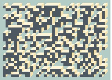 Edward Zajecs 2. Cubo 'nun 1971' deki uygulaması. Esasen 8 taştan oluşan bir Truchet fayans seti ve yerleştirme sanatı illüstrasyonu için kurallar 