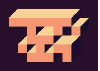 Edward Zajecs 2. Cubo 'nun 1971' deki uygulaması. Esasen 8 taştan oluşan bir Truchet fayans seti ve yerleştirme sanatı illüstrasyonu için kurallar 