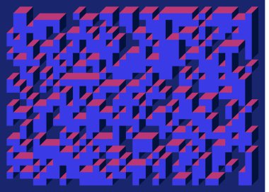 Edward Zajecs 2. Cubo 'nun 1971' deki uygulaması. Esasen 8 taştan oluşan bir Truchet fayans seti ve yerleştirme sanatı illüstrasyonu için kurallar 