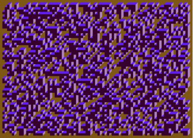 Edward Zajecs 2. Cubo 'nun 1971' deki uygulaması. Esasen 8 taştan oluşan bir Truchet fayans seti ve yerleştirme sanatı illüstrasyonu için kurallar 