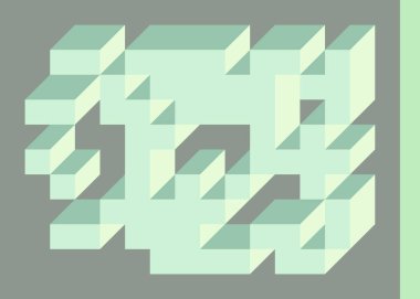 Edward Zajecs 2. Cubo 'nun 1971' deki uygulaması. Esasen 8 taştan oluşan bir Truchet fayans seti ve yerleştirme sanatı illüstrasyonu için kurallar 