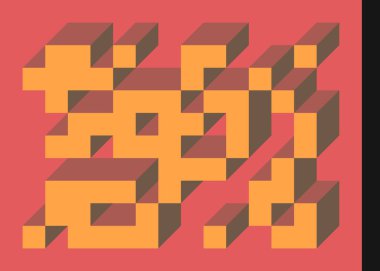 Edward Zajecs 2. Cubo 'nun 1971' deki uygulaması. Esasen 8 taştan oluşan bir Truchet fayans seti ve yerleştirme sanatı illüstrasyonu için kurallar 