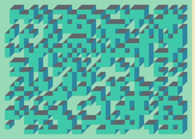 Edward Zajecs 2. Cubo 'nun 1971' deki uygulaması. Esasen 8 taştan oluşan bir Truchet fayans seti ve yerleştirme sanatı illüstrasyonu için kurallar 