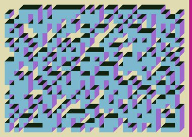 Edward Zajecs 2. Cubo 'nun 1971' deki uygulaması. Esasen 8 taştan oluşan bir Truchet fayans seti ve yerleştirme sanatı illüstrasyonu için kurallar 