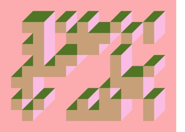 Edward Zajecs 2. Cubo 'nun 1971' deki uygulaması. Esasen 8 taştan oluşan bir Truchet fayans seti ve yerleştirme sanatı illüstrasyonu için kurallar 