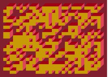 Edward Zajecs 2. Cubo 'nun 1971' deki uygulaması. Esasen 8 taştan oluşan bir Truchet fayans seti ve yerleştirme sanatı illüstrasyonu için kurallar 