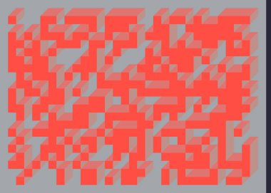 Edward Zajecs 2. Cubo 'nun 1971' deki uygulaması. Esasen 8 taştan oluşan bir Truchet fayans seti ve yerleştirme sanatı illüstrasyonu için kurallar 