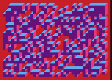 Edward Zajecs 2. Cubo 'nun 1971' deki uygulaması. Esasen 8 taştan oluşan bir Truchet fayans seti ve yerleştirme sanatı illüstrasyonu için kurallar  