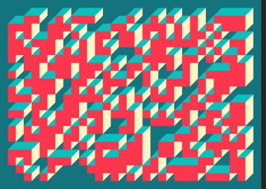 Edward Zajecs 2. Cubo 'nun 1971' deki uygulaması. Esasen 8 taştan oluşan bir Truchet fayans seti ve yerleştirme sanatı illüstrasyonu için kurallar 