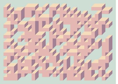 Edward Zajecs 2. Cubo 'nun 1971' deki uygulaması. Esasen 8 taştan oluşan bir Truchet fayans seti ve yerleştirme sanatı illüstrasyonu için kurallar 