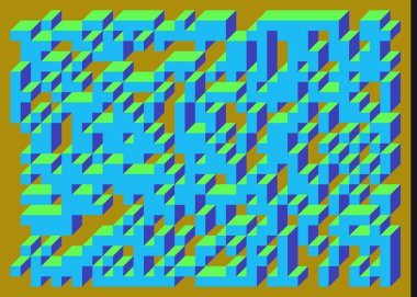 Edward Zajecs 2. Cubo 'nun 1971' deki uygulaması. Esasen 8 taştan oluşan bir Truchet fayans seti ve yerleştirme sanatı illüstrasyonu için kurallar 