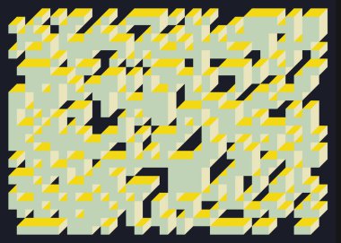 Edward Zajecs 2. Cubo 'nun 1971' deki uygulaması. Esasen 8 taştan oluşan bir Truchet fayans seti ve yerleştirme sanatı illüstrasyonu için kurallar 