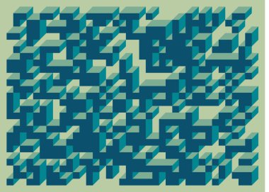 Edward Zajecs 2. Cubo 'nun 1971' deki uygulaması. Esasen 8 taştan oluşan bir Truchet fayans seti ve yerleştirme sanatı illüstrasyonu için kurallar 