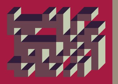 Edward Zajecs 2. Cubo 'nun 1971' deki uygulaması. Esasen 8 taştan oluşan bir Truchet fayans seti ve yerleştirme sanatı illüstrasyonu için kurallar 