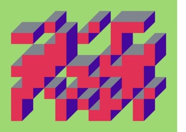 Edward Zajecs 2. Cubo 'nun 1971' deki uygulaması. Esasen 8 taştan oluşan bir Truchet fayans seti ve yerleştirme sanatı illüstrasyonu için kurallar 