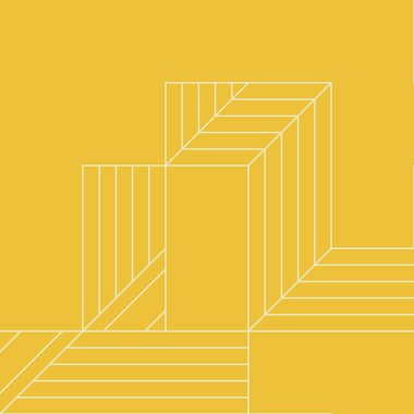 Edward Zajec 'in 1971' deki Il Cubo 'sunun uygulanması. Esasen 8 taştan oluşan bir Truchet fayans seti ve yerleştirme sanatı illüstrasyonu için kurallar